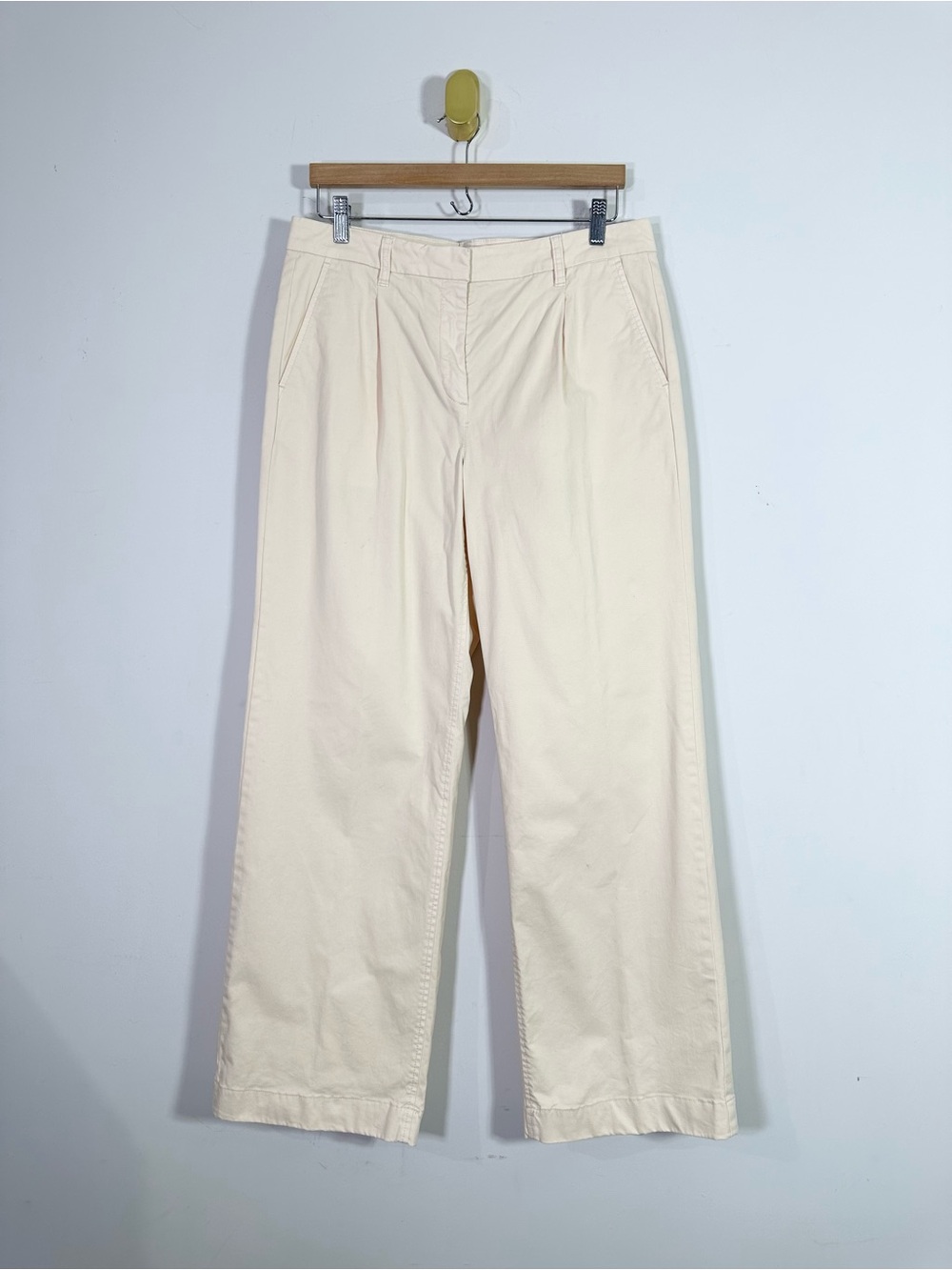 J. Crew Ivory High Rise Straight Leg Cotton Trouser Pants